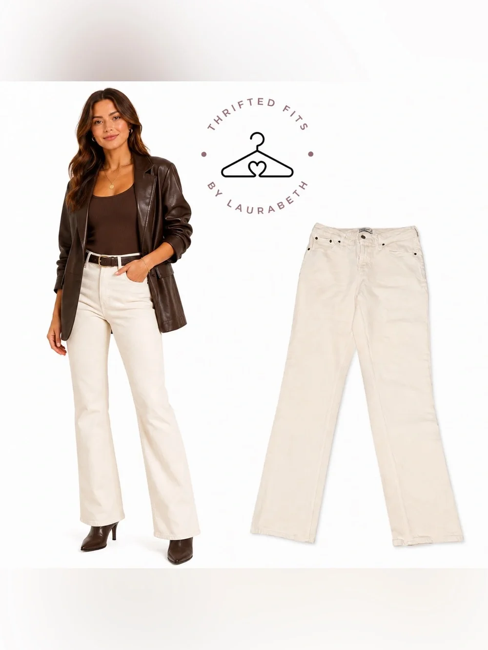 Abercrombie & Fitch Cream Straight-Leg Jeans Size 8L